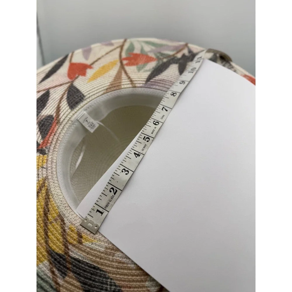 Lucky‎ 7 USA Womens Wide Brim Paper Straw Sun Hat Floral UV Protection Cream